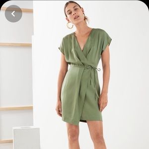 & Other Stories Silky Wrap dress in Pistachio